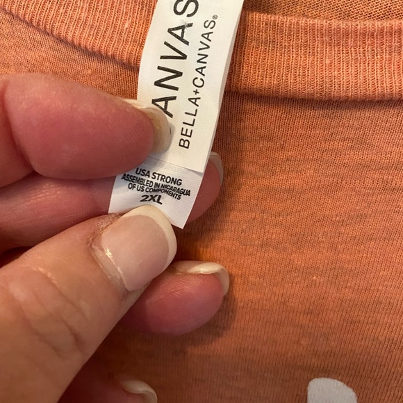 Bella Canvas Peach Tee with White Text - Picture 3 of 4